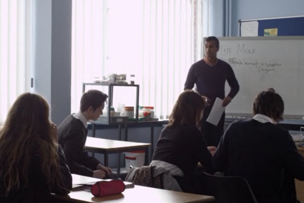 A classroom scene from The Scribbler, directed by Kurosh Kani.